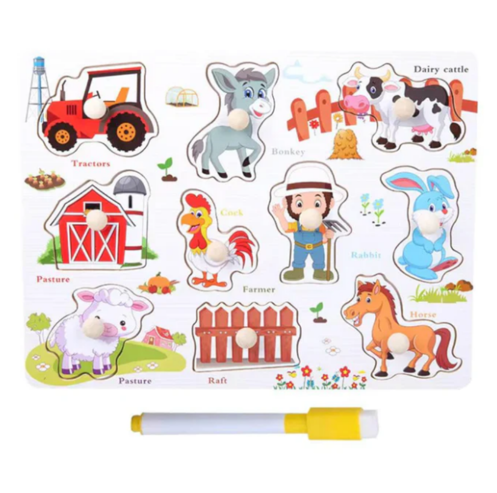 Educational Wooden Peg Board with Marker