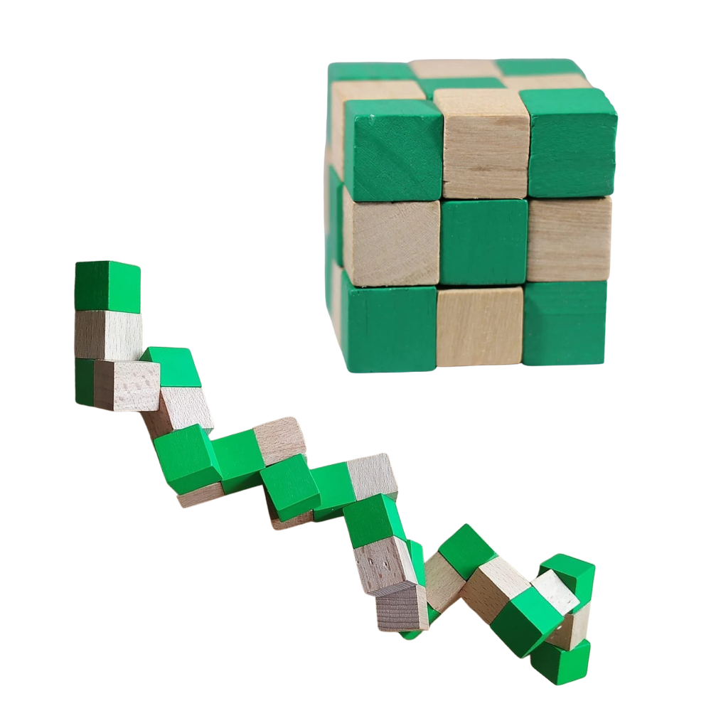 Wooden Snake Cube Puzzle