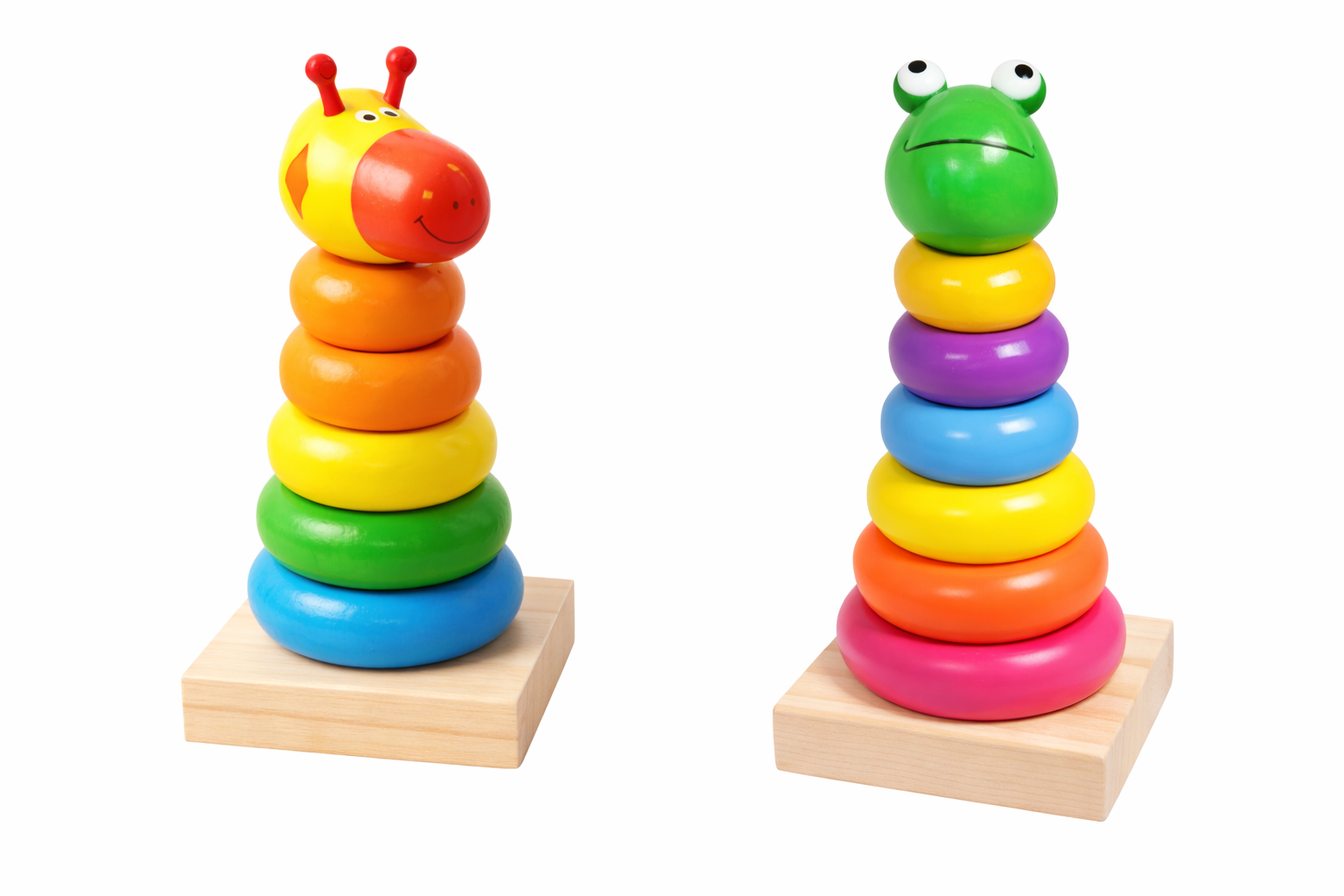Wooden Rainbow Animal Tower - BIG