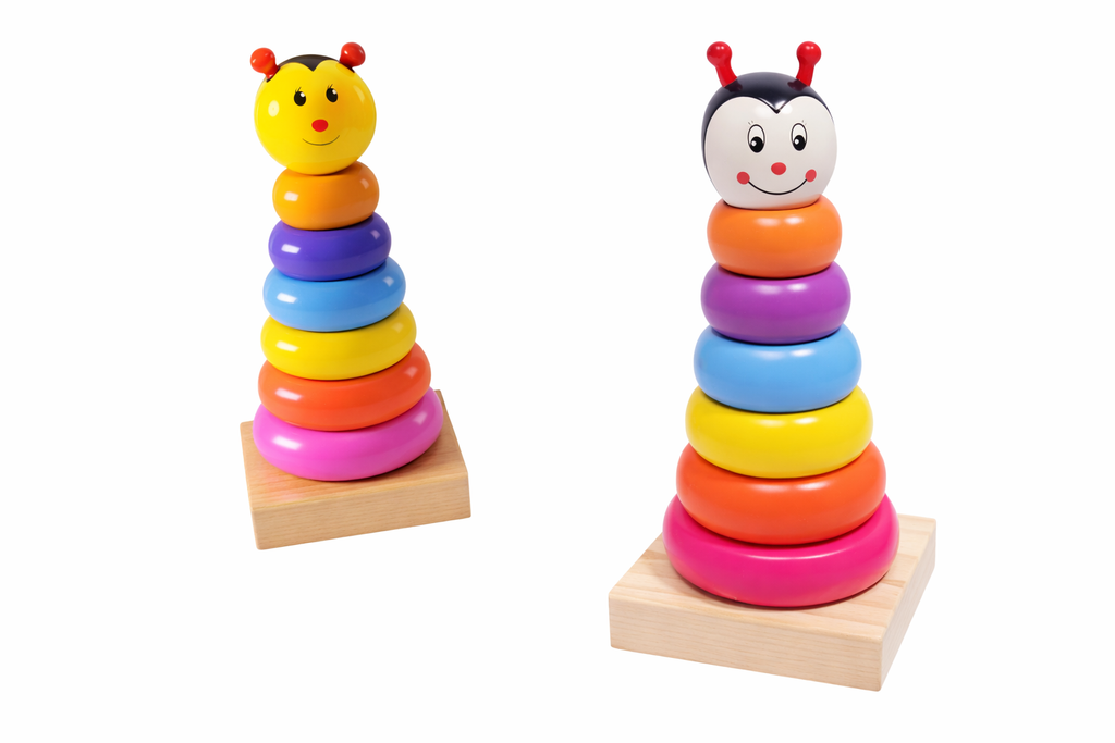 Wooden Rainbow Animal Tower - BIG