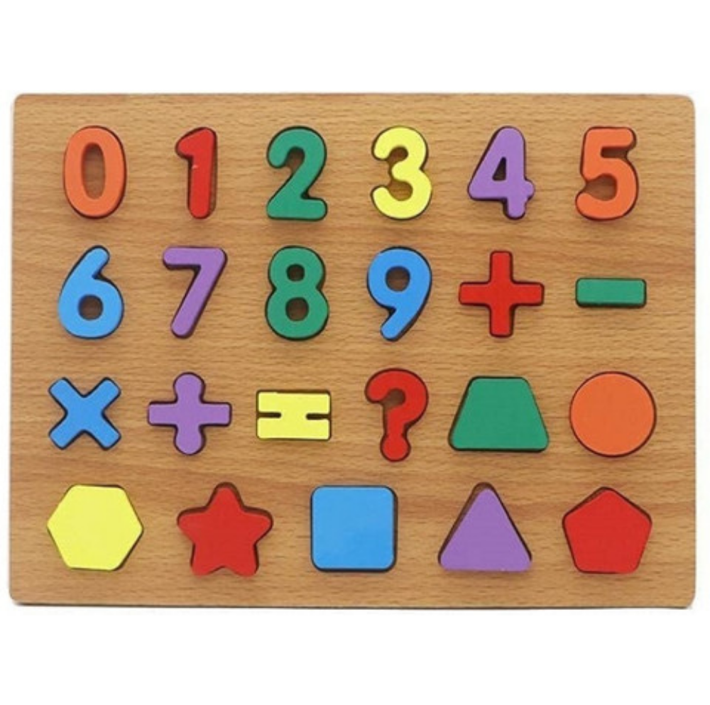 Wooden Numbers & Shapes Learning Puzzle Board