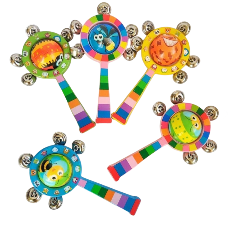 Wooden Silver Bell Ball Rattle
